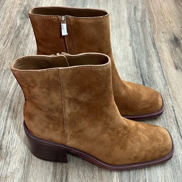 Loeffler Randall Suede Blakely Heeled Boots-Brown-Women’s size 9-Block Heel-NEW - Picture 3 of 13